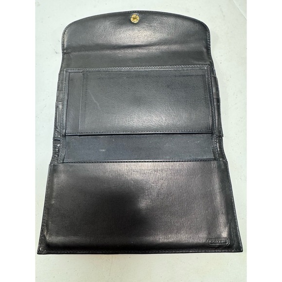 VTG Coach Wallet Black Leather Long Slim Card Organizer Checkbook Insert - Picture 4 of 16